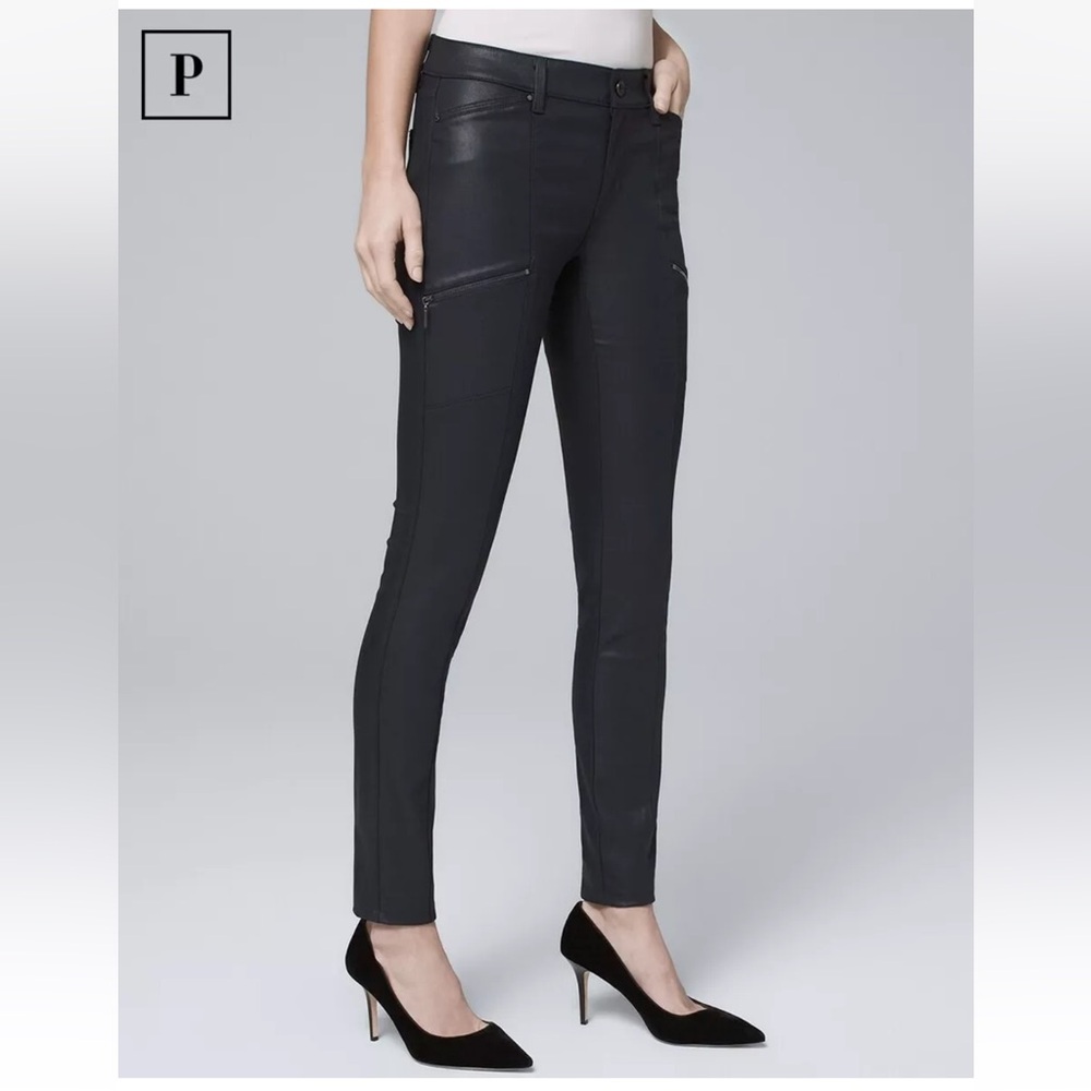 NEW w/o Tag White House Black Market the skinny Moto coated jeans black 8P